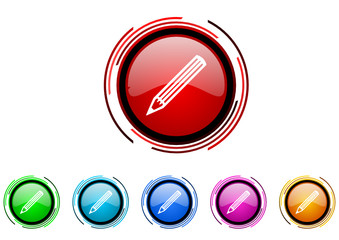 pencil vector glossy web icon set