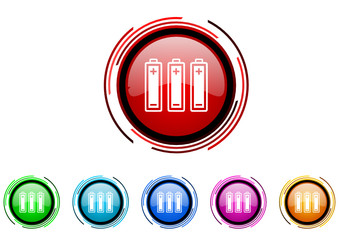 batteries vector glossy web icon set