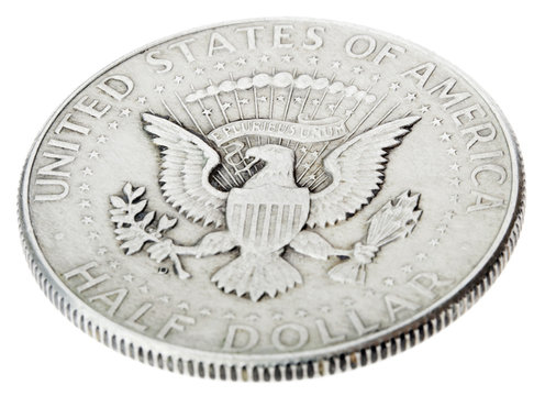 Silver Kennedy Half Dollar - Tails High Angle