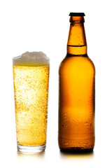 glass and Bottle with Beer