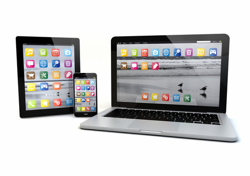 laptop, smatrp phone and tablet pc