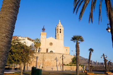 Fototapeta na wymiar Church of Sant Bertomeu and Santa Tecla in Sitges