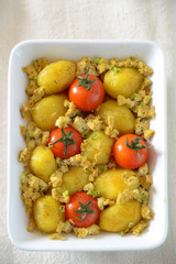 Tomaten-Kartoffel-Auflauf mit Kräutertofu