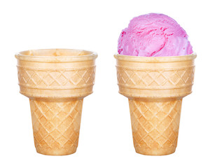 tasty ice cream scoop in cone isolated