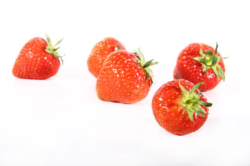 Strawberries scattered