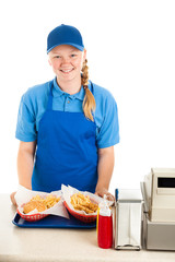 Friendly Teenage Worker in Restaurant