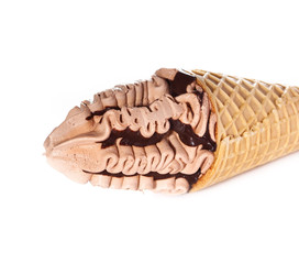 Ice cream  scoops on cone coffee chocolate