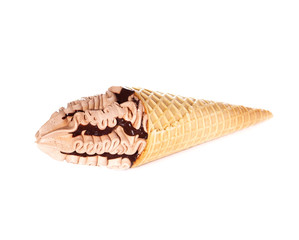 Ice cream  scoops on cone coffee chocolate