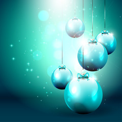 Luxury green Christmas background with baubles