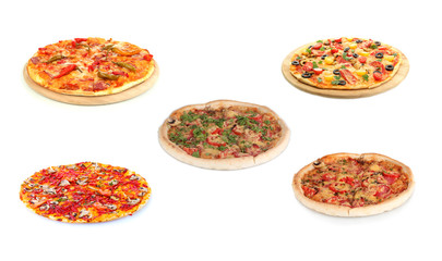 Pizza set isolated on white