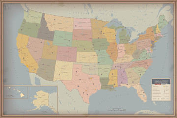 Highly Detailed Map of United States. Highway and Population Map