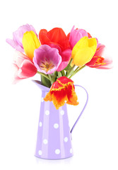 Beautiful tulips in bouquet isolated on white