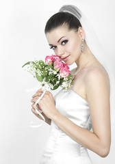 Beautiful brunette woman as bride