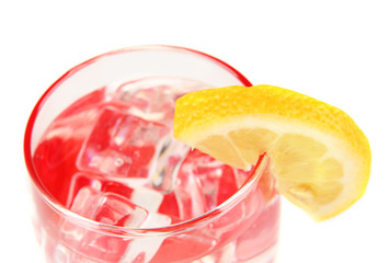 Glass with water and ice isolated on white