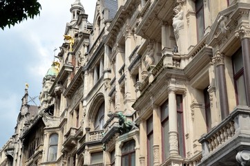 Fototapeta na wymiar Ancient buildings in a street in Antwerp