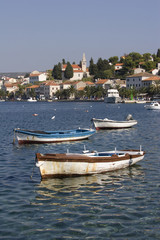 Fototapeta na wymiar Wooden fishing boats in Rogoznica on Adriatic coast in Croatia