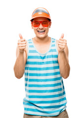 thumbs up latin american geek cool student happy youth isolated