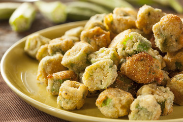 Organic Homemade Fried Green Okra