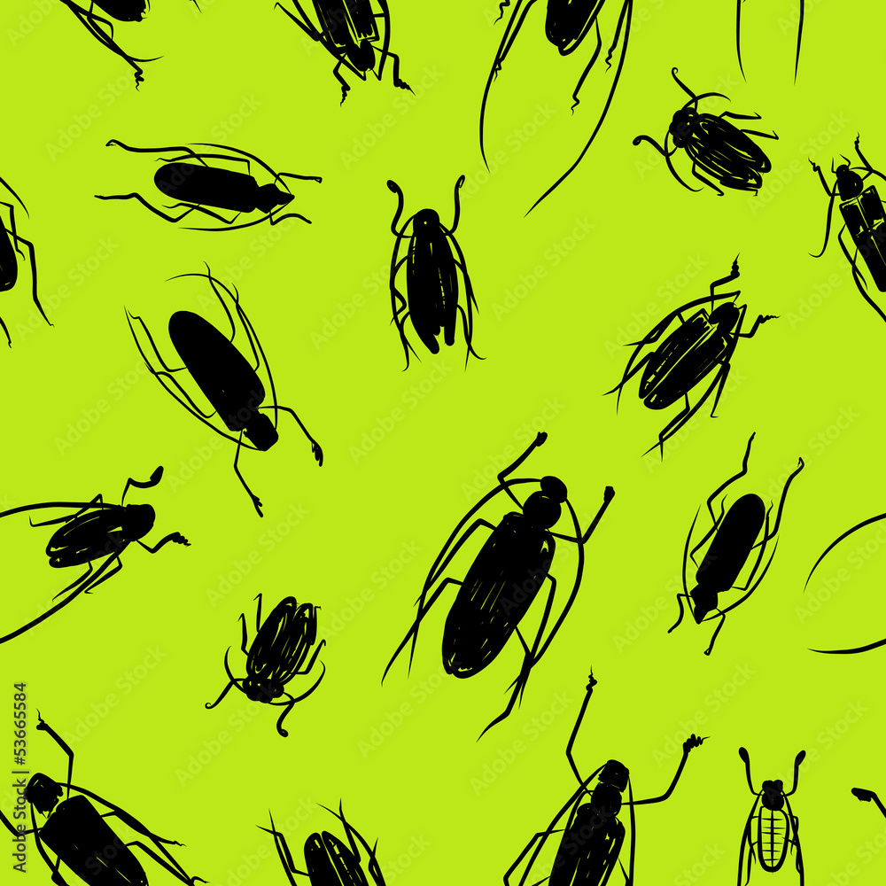 Poster beetles sketch, pattern for your design