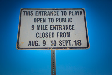 Roadsign with blue sky at burning man