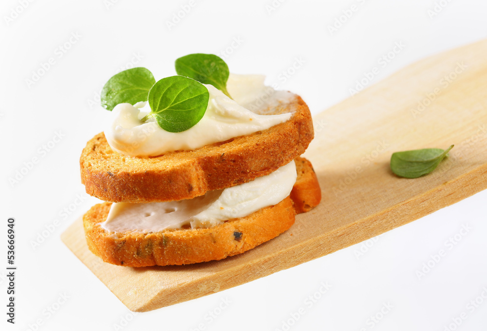 Canvas Prints mini toasts with cream cheese