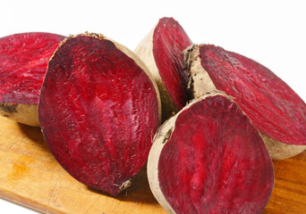 Fresh beetroots on cutting board