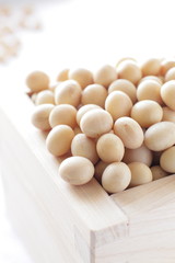 close up of soy bean in wooden cup Masu 