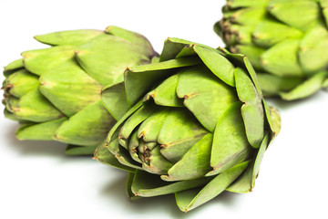 Arrangement of healthy artichokes