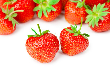 Fresh tasty strawberries isolated on white background