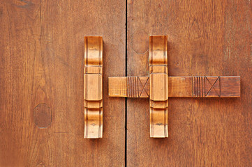 Ancient Thai style wooden door latch 