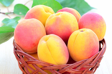 Apricots fruit in basket