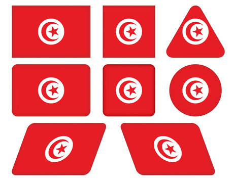 set of buttons with flag of Tunisia