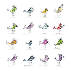 Funny birds collection for your design