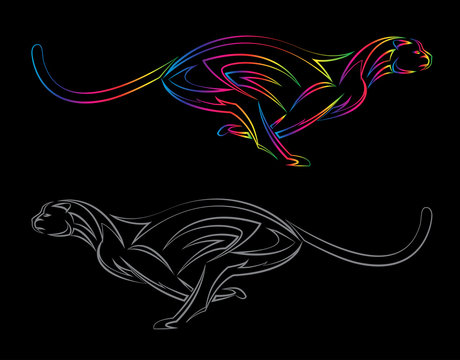 Vector image of ancheetah on black background