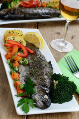 Trout and wine