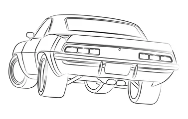 Fotobehang Muscle car tekening © mitch488