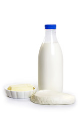 Fresh dairy products: milk, butter, cheese