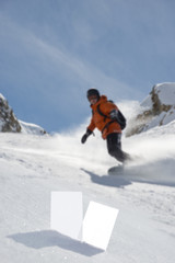 Fototapeta na wymiar Winter sport tickets and snowboarder