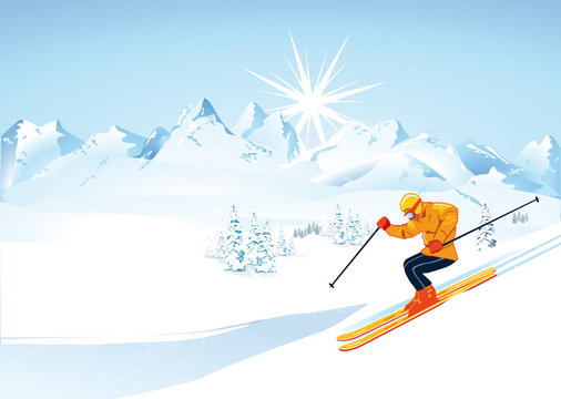 Skifahrer im Hochgebirge