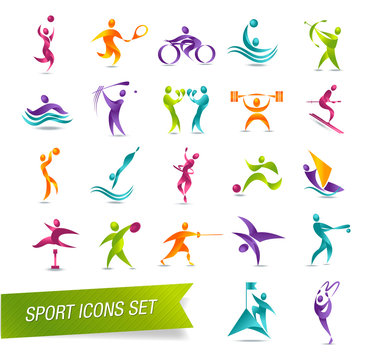 Colorful sports icon set vector illustration