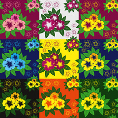 Flower seamless pattern - nine variants