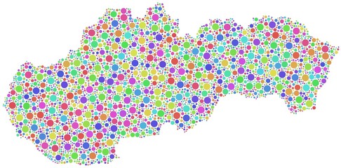 Map of Slovakia - Europe - in a mosaic of harlequin circles