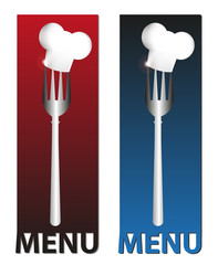 illustrazione con forchetta e cappello da chef