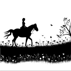 Reiten / Ausritt Vektor Silhouette