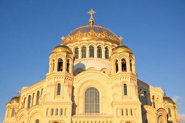 Detail of Naval cathedral of Saint Nicholas in Kronstadt.