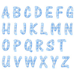 Blue Gingham and ducks alphabet letters