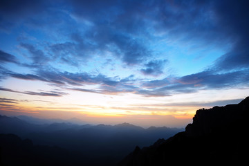 Dusk sunset and mountains