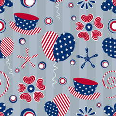 Seamless pattern for 4th of July, American Independence Day.