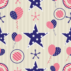 Obraz premium Seamless pattern for 4th of July, American Independence Day.