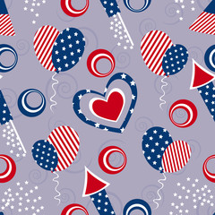 Seamless pattern for 4th of July, American Independence Day.